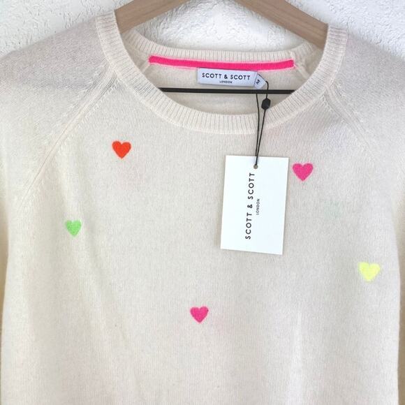 NWT Scott & Scott London Mini Multi-Colored Hearts Sweater M - Picture 6 of 11